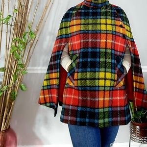 Multicolor plaid Vintage cape